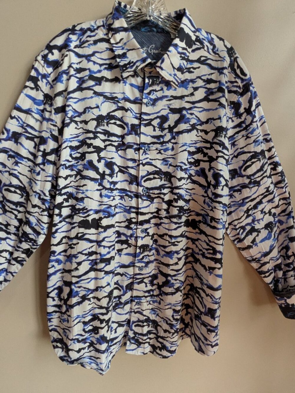 robert graham men's aquarius button up LS contrast flip cuffs size 2XL #748